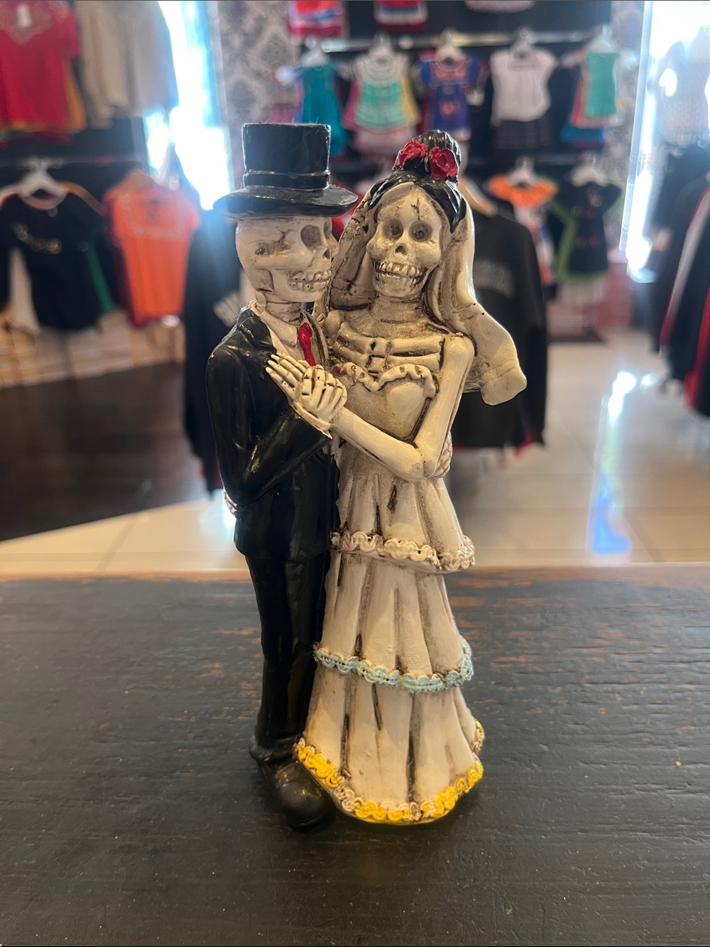 Skeleton Bride & Groom - White and Black Wedding Accent 8 inches long
